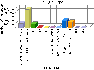 File Type Report: Number of requests by File Type.